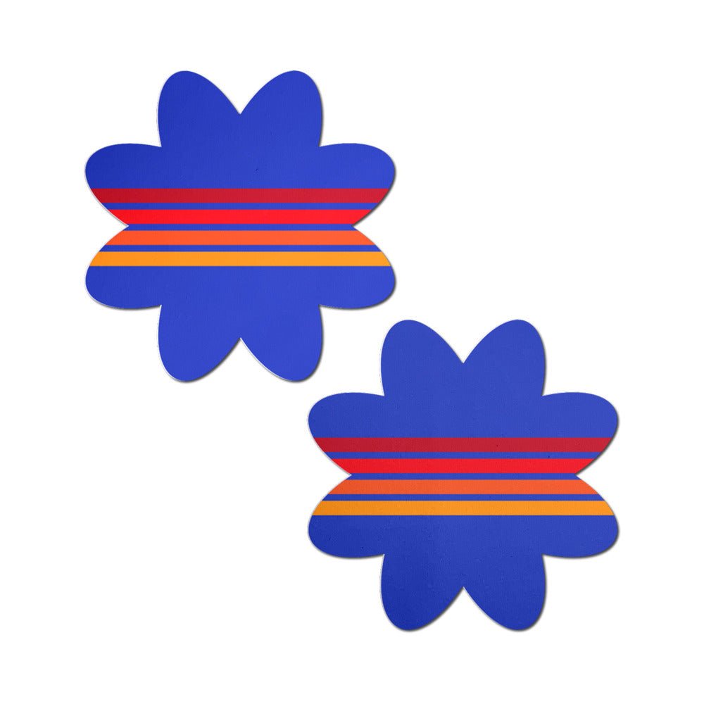 Pastease Vibrant Retro Stripes on Blue Petal Breast Pasties