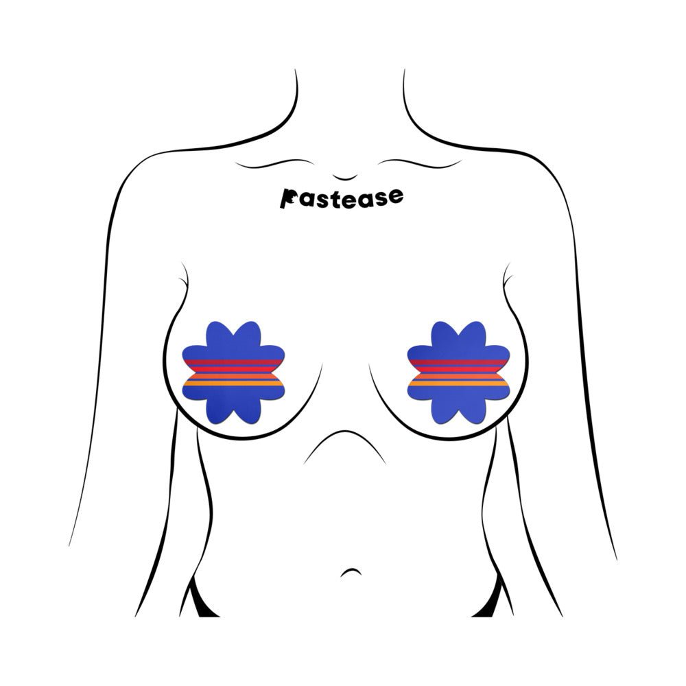 Pastease Vibrant Retro Stripes on Blue Petal Breast Pasties - Image 2
