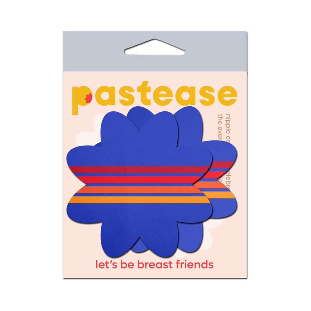 Pastease Vibrant Retro Stripes on Blue Petal Breast Pasties - Image 4