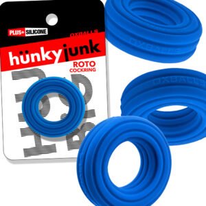 Hunkyjunk Roto Grooved Gripper-Ribbed Cockring Teal Fizz