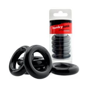 Hunkyjunk Jacker 5-Stack Five-Pack Tube Super-Strong Cockrings Black