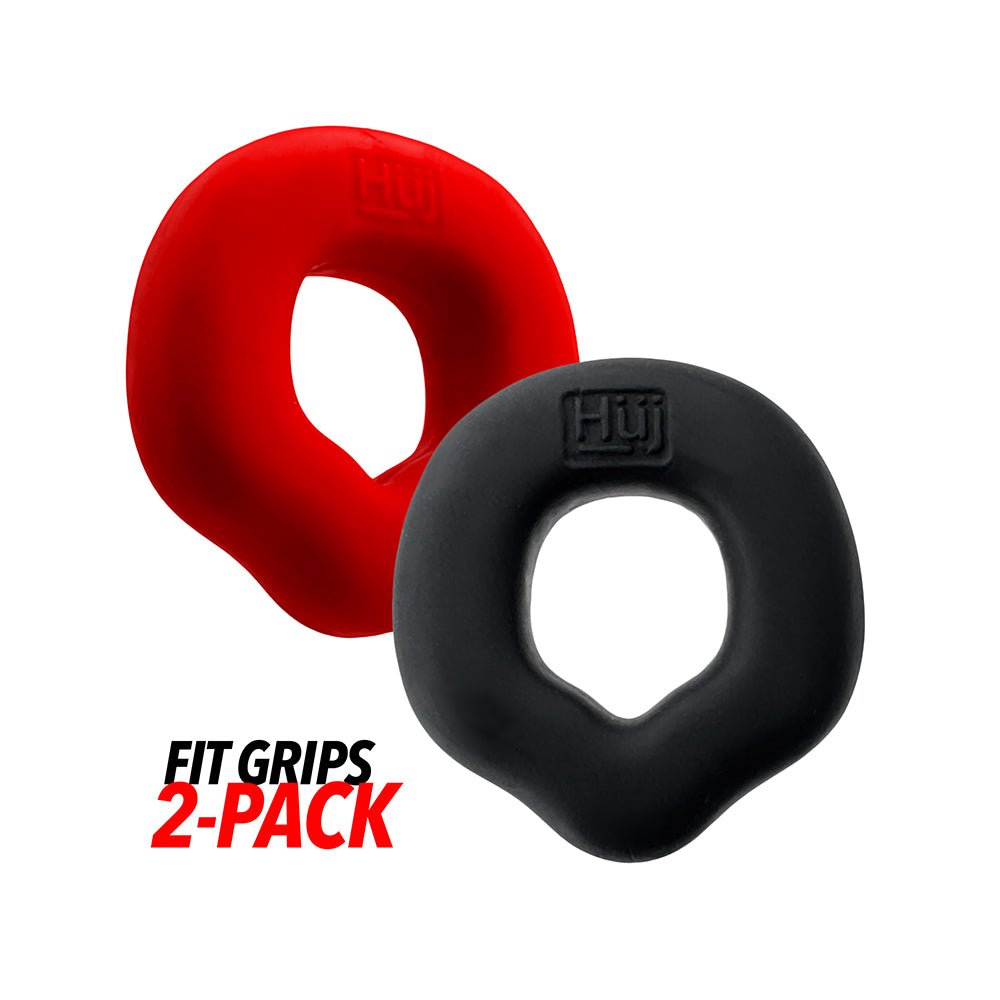 Hunkyjunk Fit Grips 2-Pack Ergo-Fit Cockrings Black/Red - Image 2