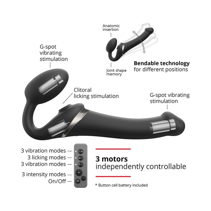 Strap-On-Me Multi Orgasm Bendable Strapless Strap-On Black Medium - Image 3